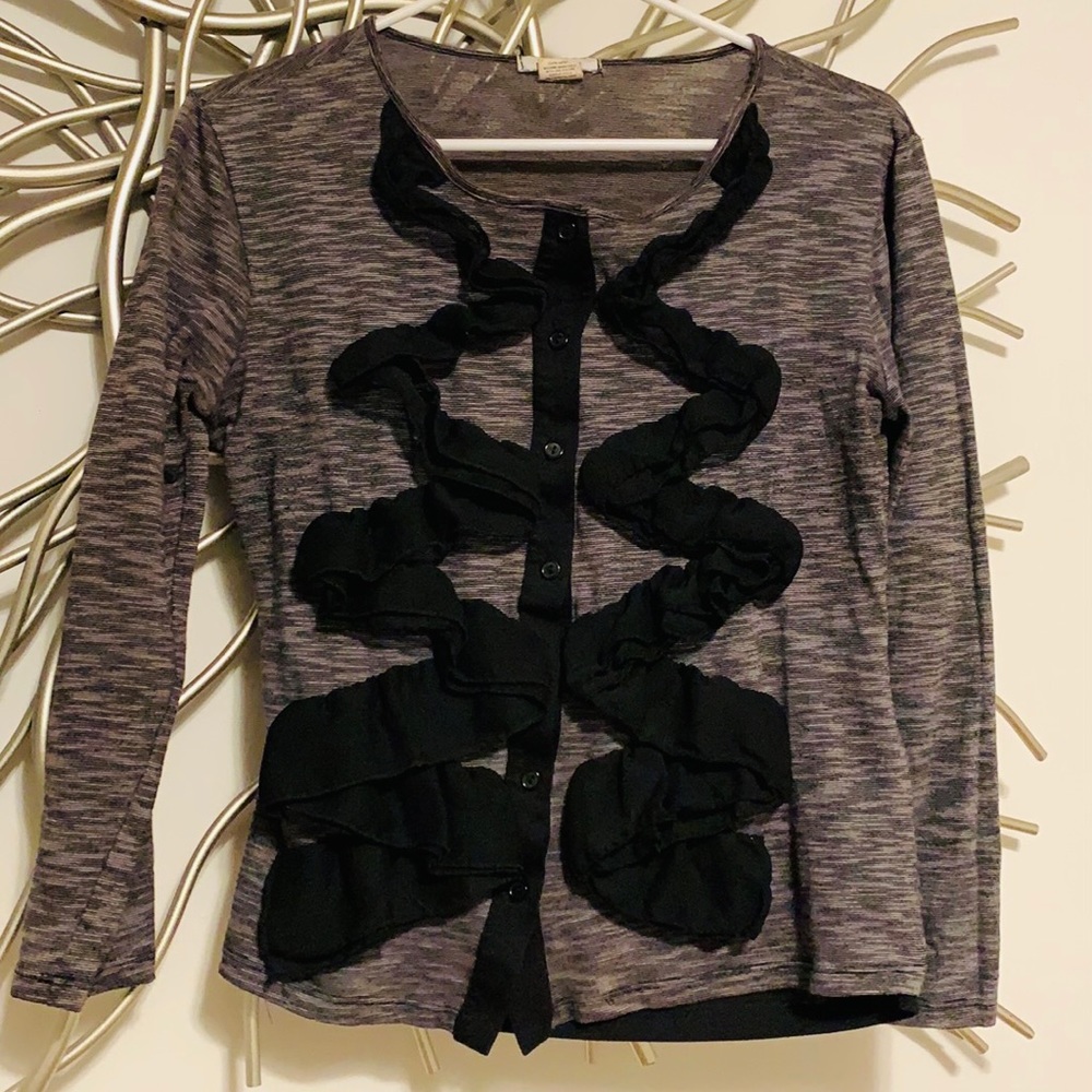 Black Gray Long Sleeve Top